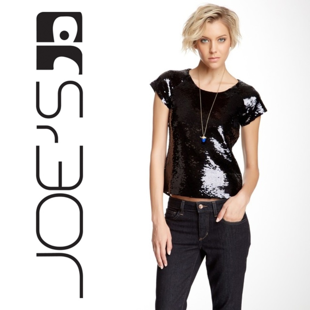 Joe’s Jeans Black Sequin Top Size Small like new